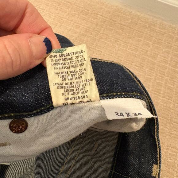 Vintage Deep Pocket Jeans Co Jeans Mens 34x34 Dark Blue Denim Straight USA Made - Picture 6 of 8